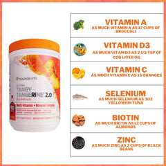 Youngevity envase abierto con cuchara medidora, facilita porciones exactas
