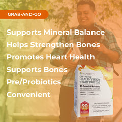 Youngevity comparación de tamaño con móvil mostrando embalaje compacto