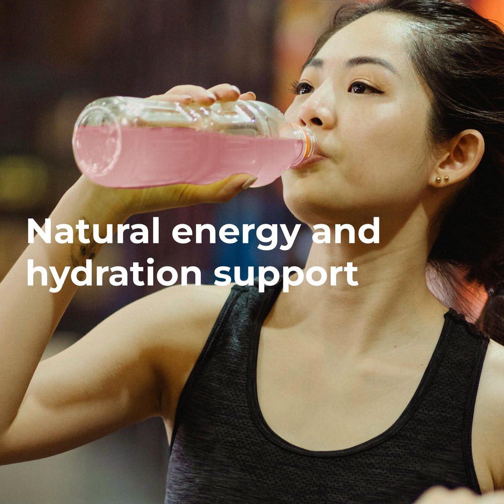 Detalle de la etiqueta de Youngevity con ingredientes y beneficios claros