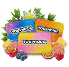 Youphoria Kanna gomitas frente del empaque mostrando diseño y beneficios visibles