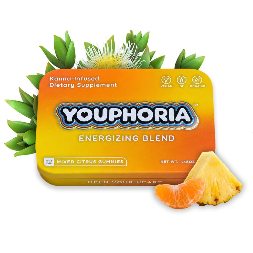 Youphoria Kanna primer plano de textura de las gomitas que muestra aspecto apetecible