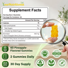 Your Nutritionist comparación de tamaño de una gomita para dosificación visual