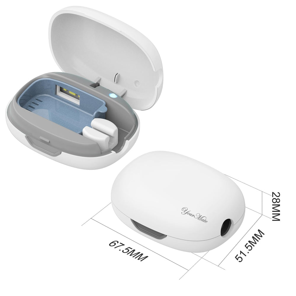 YourMate junto a un cepillo para comparar tamaño y transporte sencillo
