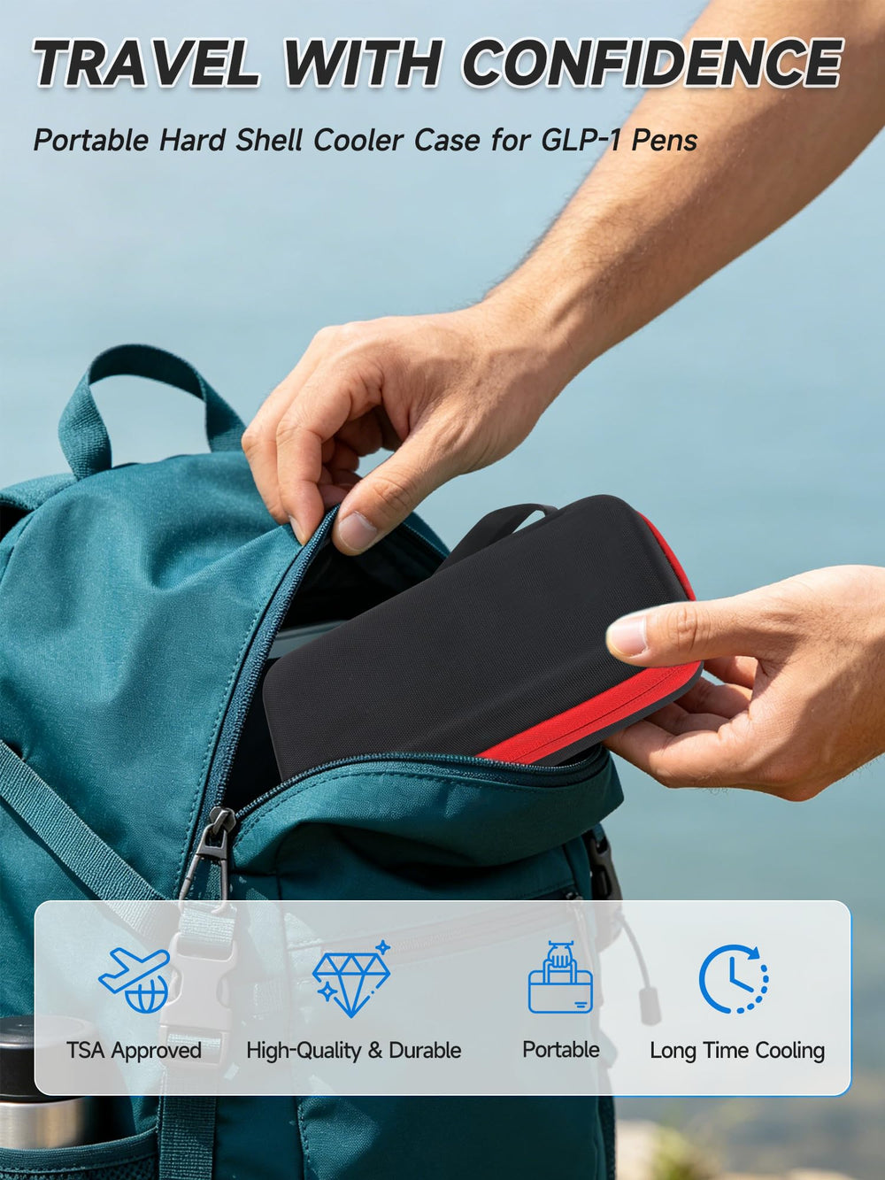 YOUSHARES estuche en equipaje mostrando facilidad para viajar y TSA