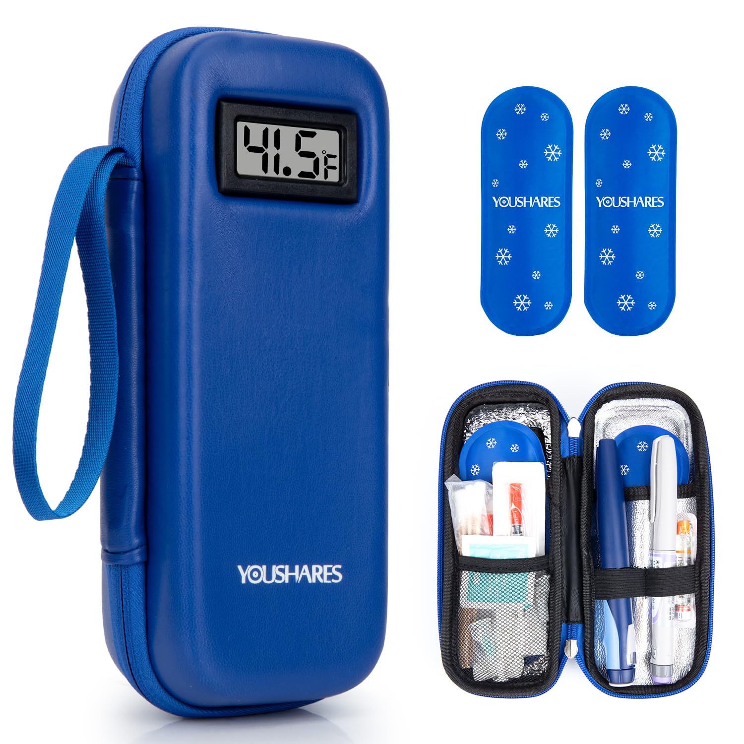 YOUSHARES estuche frontal mostrando diseño compacto y cierre seguro