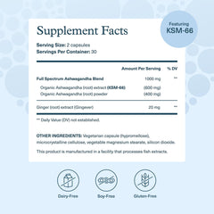 Envase de botella de Youtheory Ashwagandha preparado para uso diario.