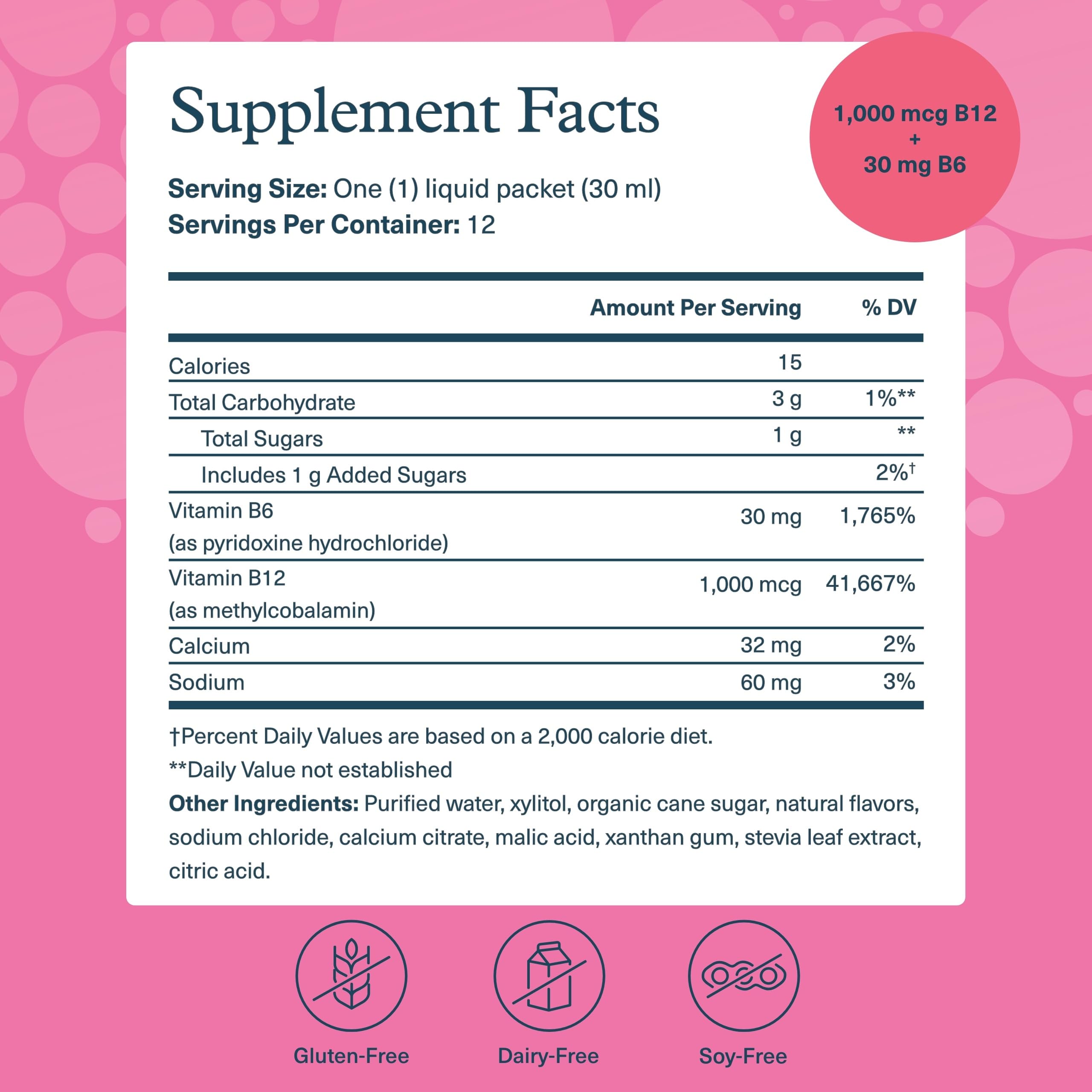 Youtheory B12 B6 packets ready to mix for raspberry flavor energy support.