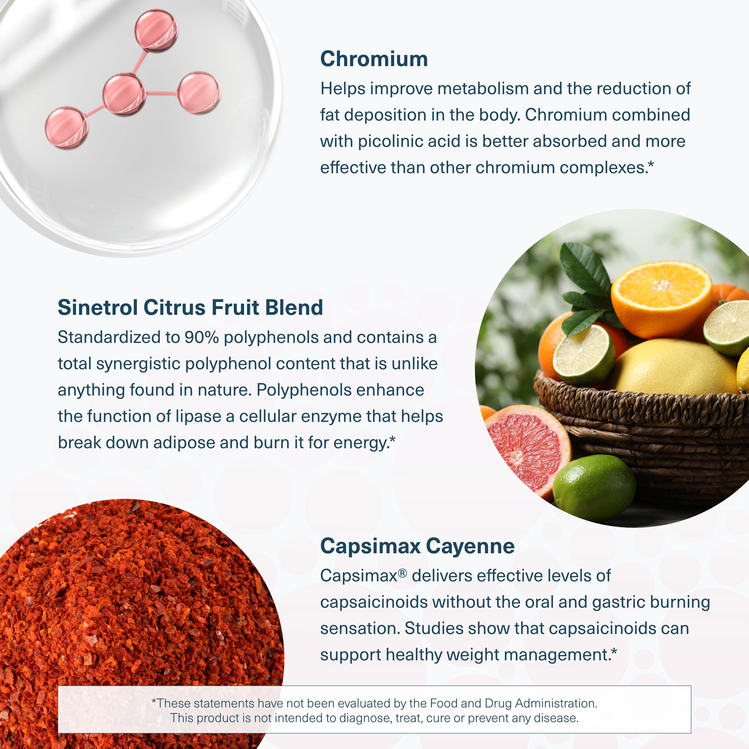Youtheory etiqueta de ingredientes destacando Sinetrol y cromo