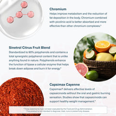 Youtheory etiqueta de ingredientes destacando Sinetrol y cromo