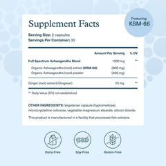 Youtheory etiqueta con ingredientes y concentración KSM-66 destacada
