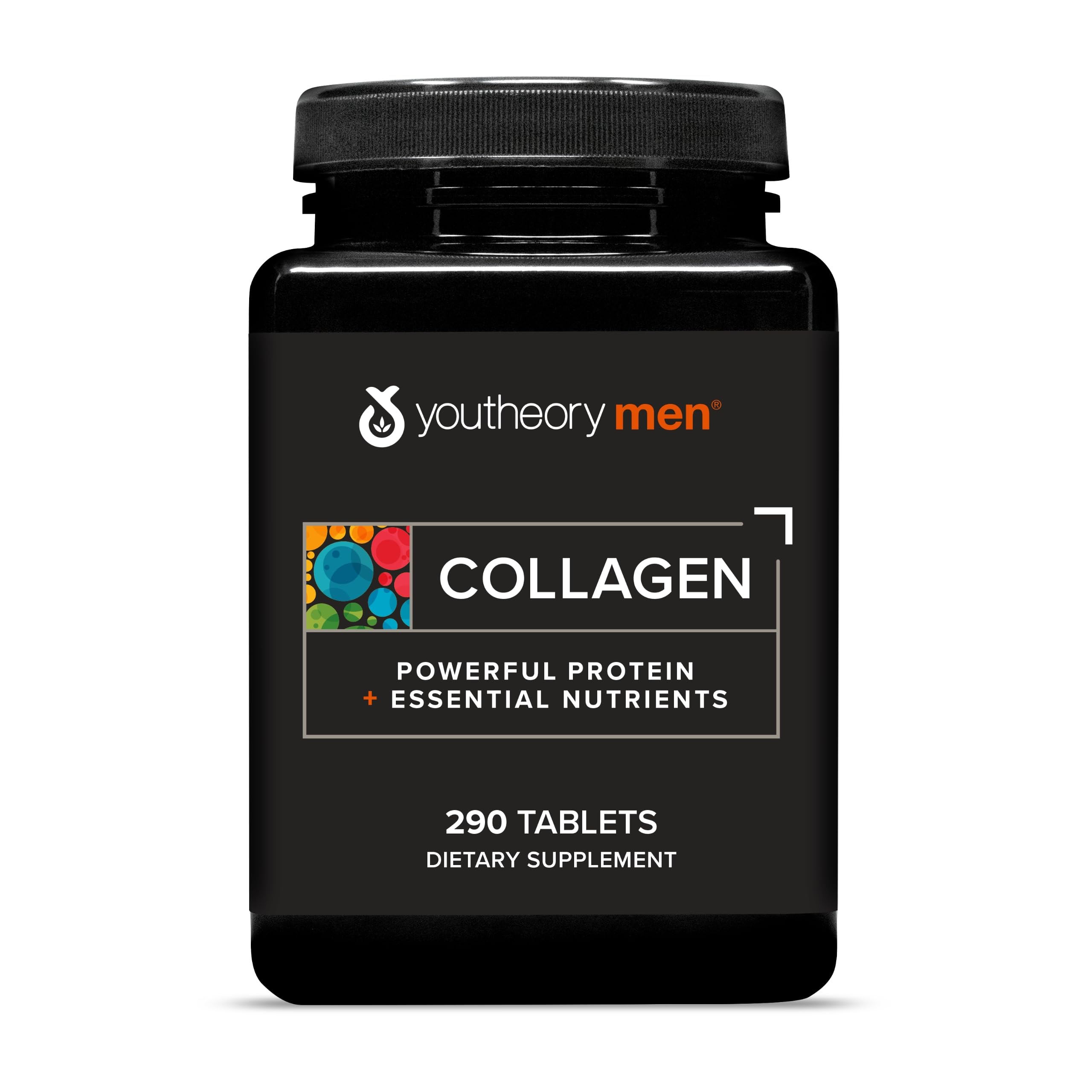 Youtheory frasco delante mostrando etiqueta y potencia de 5,000 mg
