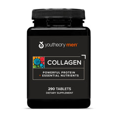 Youtheory frasco delante mostrando etiqueta y potencia de 5,000 mg