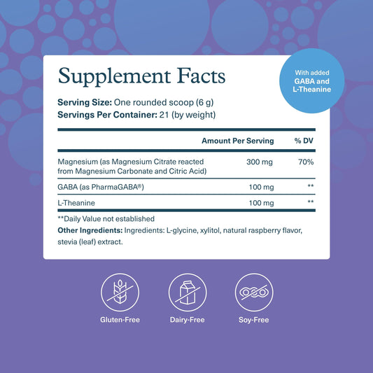 Youtheory Relax Magnesium Powder: bote visto de cerca, polvo efervescente para disolver