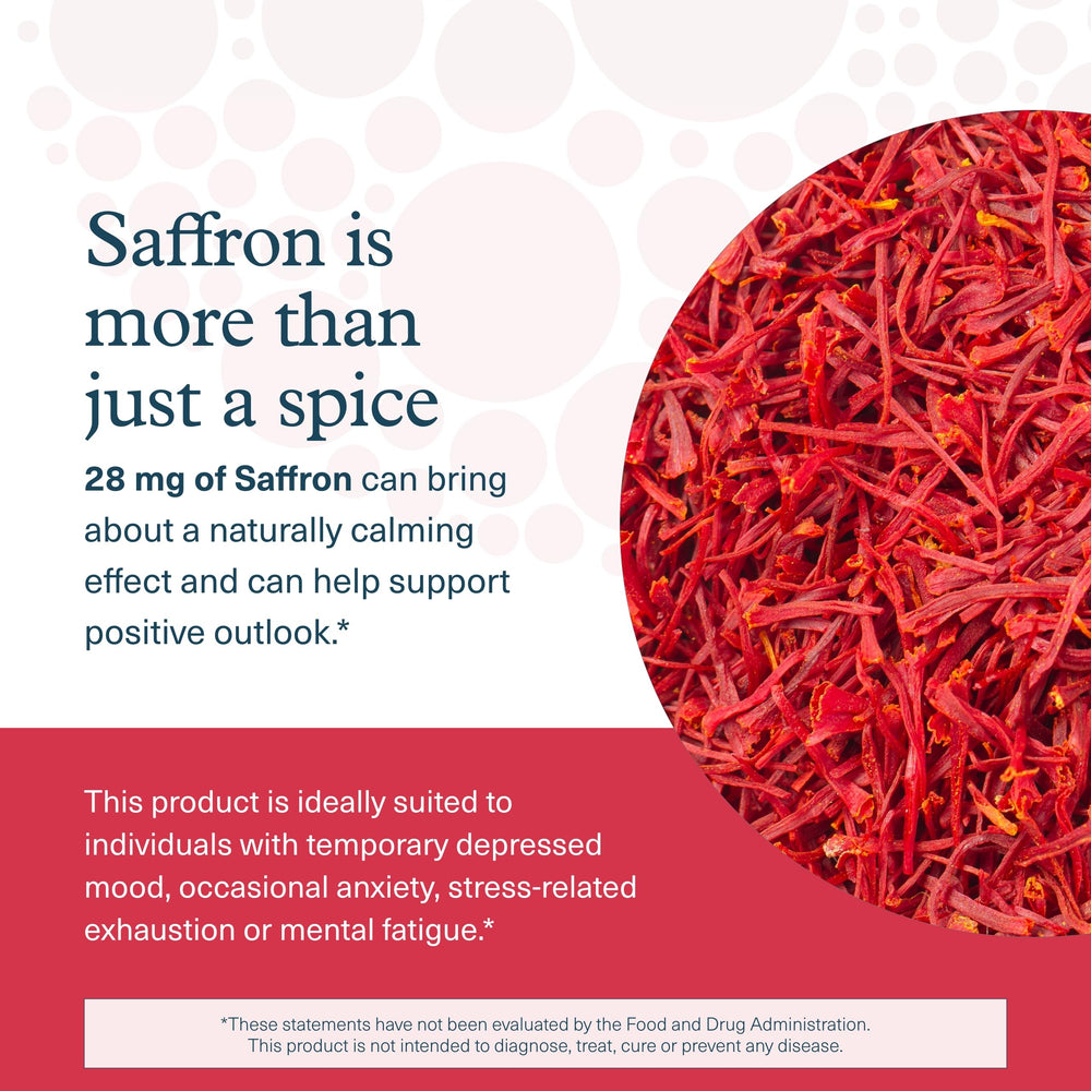 ingredientes de Youtheory Saffron azafrán, ashwagandha y rhodiola en mesa
