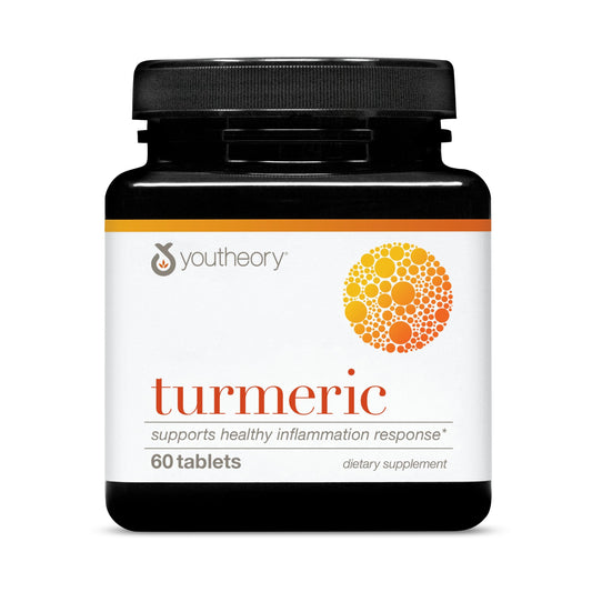 Youtheory Turmeric 450 mg, botella, posible apoyo a la movilidad articular.