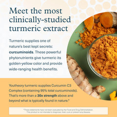 etiqueta nutricional Youtheory turmeric destacando 95% curcuminoides y BioPerine