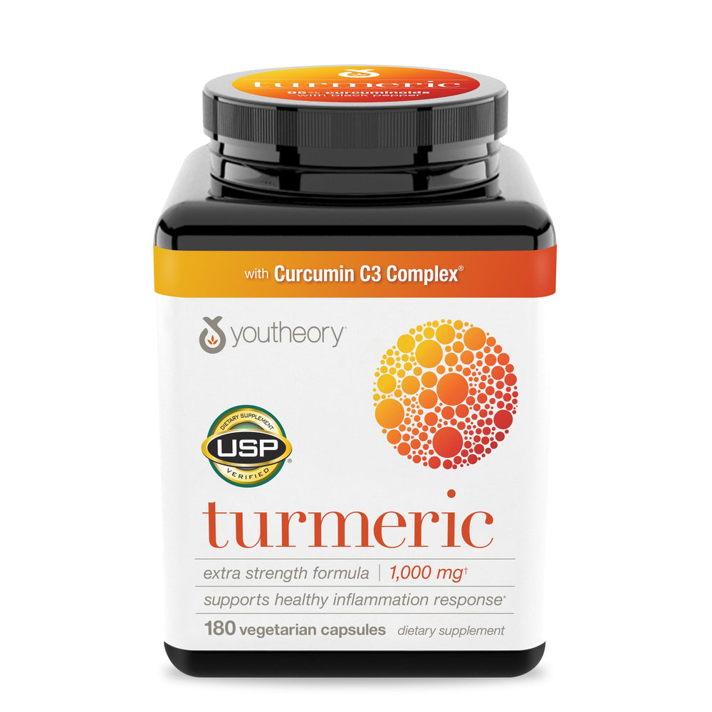 Youtheory frasco frontal mostrando etiqueta y beneficio de 1,000 mg