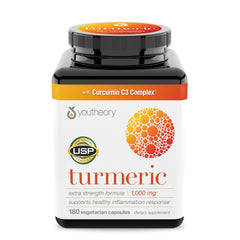 Youtheory frasco frontal mostrando etiqueta y beneficio de 1,000 mg