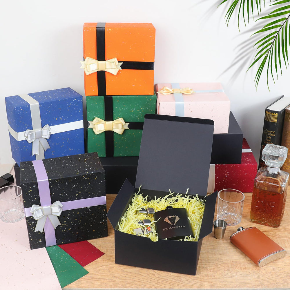 YUEFANBOX caja en mesa de boda, acabado sobrio que resalta regalos
