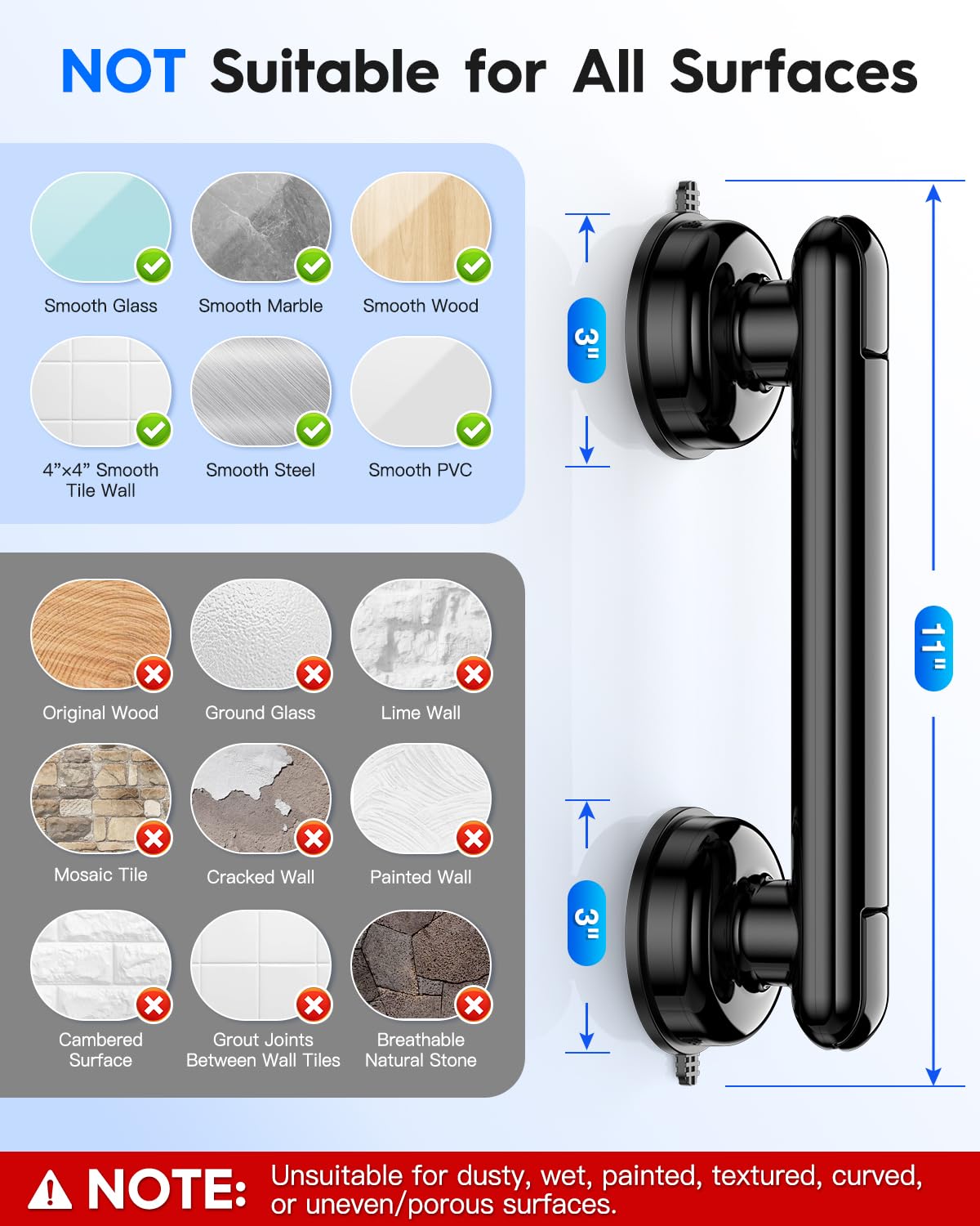YUGUOHOME instalación en azulejo liso limpiado, ideal para succión fuerte