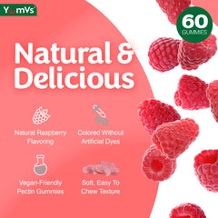 YUM-V'S etiqueta con ingredientes y beneficios aptos para veganos