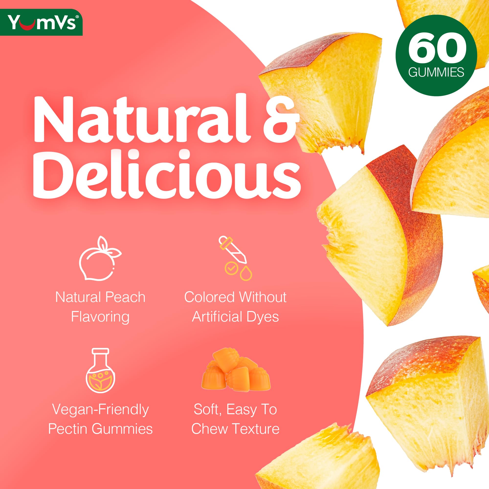 YUM-V'S gominolas en platillo listos para consumir con sabor melocotón