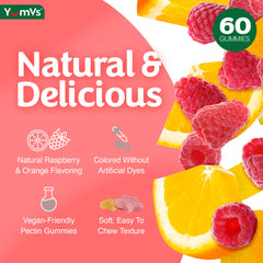 mano sosteniendo gominolas YUM-V'S para consumo rápido y práctico
