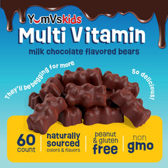 YUM-V'S ositos de chocolate para niños en caja lateral, formato práctico para la rutina