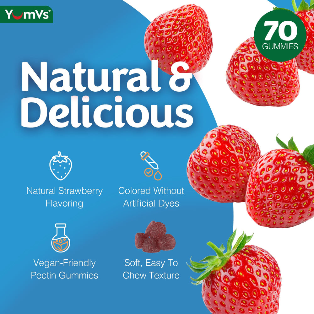 Etiqueta nutricional de YUM-V'S mostrando las vitaminas B y vitamina C