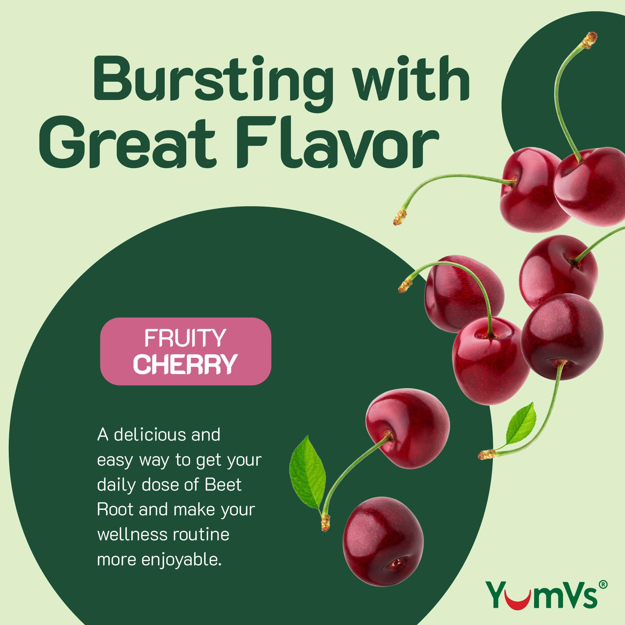 YUM-V'S gomitas en mano para comparar tamaño y facilitar la dosificación diaria