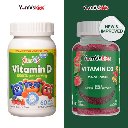 Gomitas YUM-V'S Vitamina D 1000 UI, sabor fresa para niños