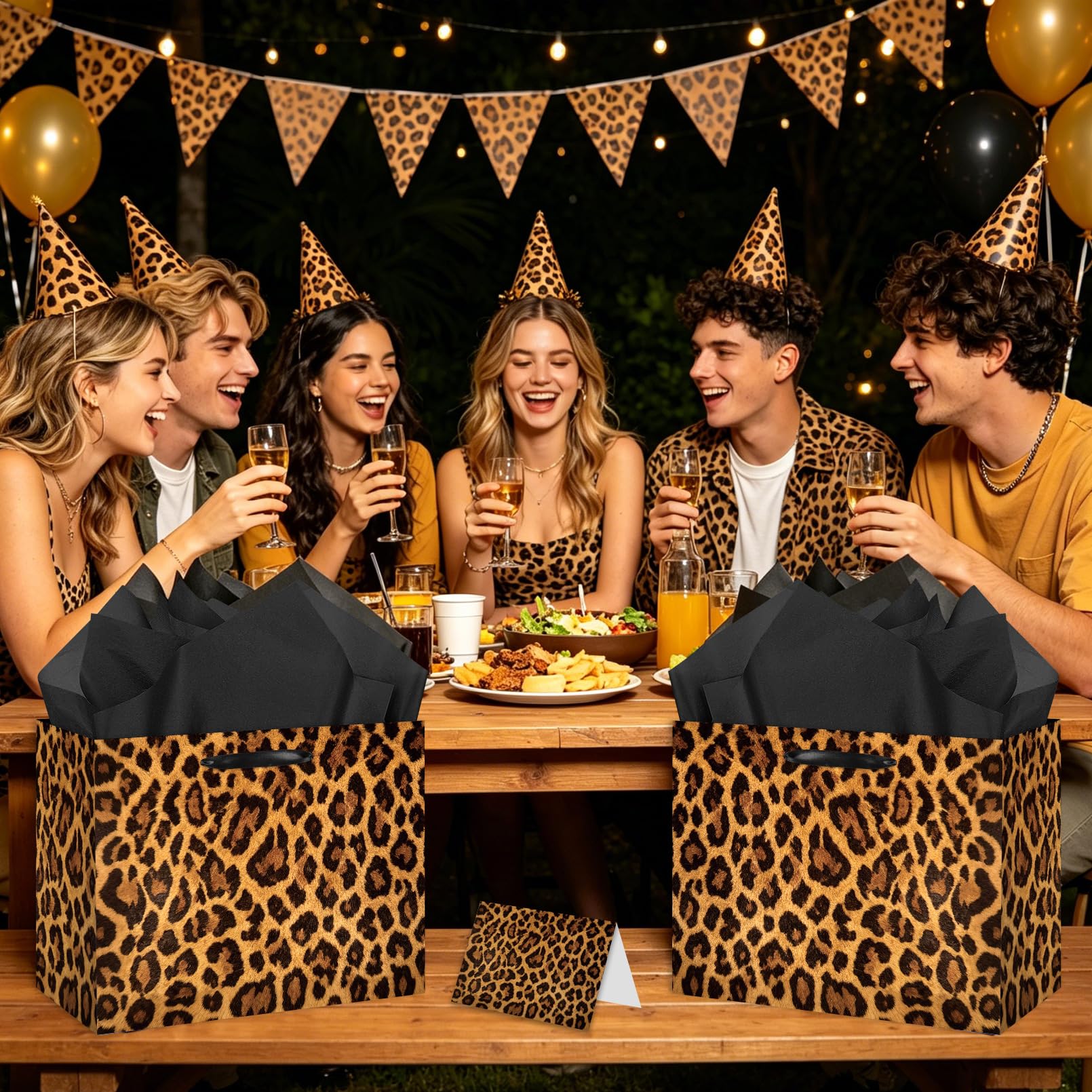 YXYASR tarjeta leopardo plegada con sobre para mensajes personalizados