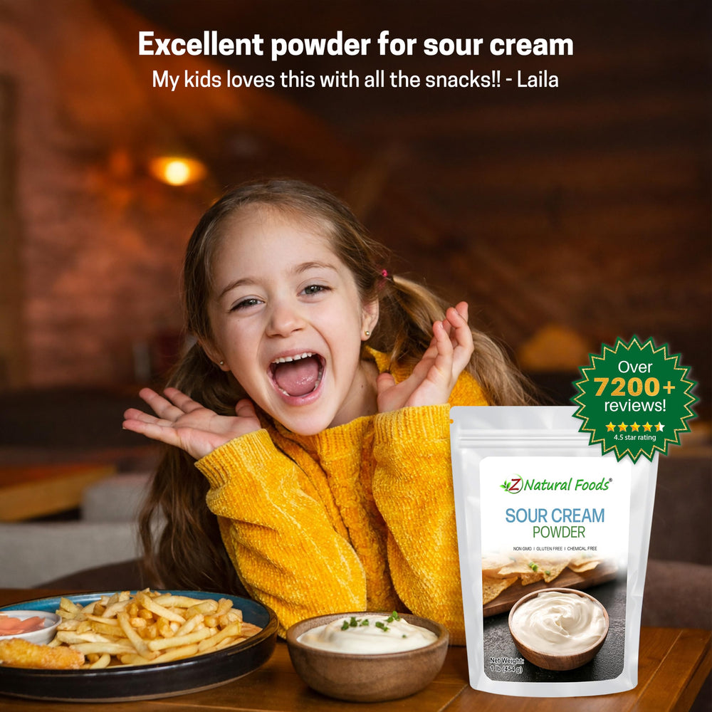 Z Natural Foods comparación de tamaño con cucharas para dosificación precisa