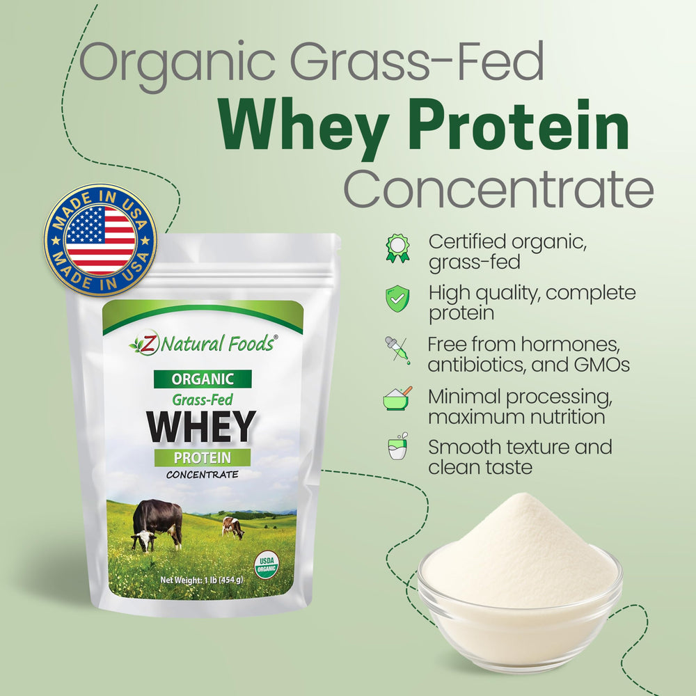 Z Natural Foods cuchara con porción midiendo 28 g de proteína por servicio