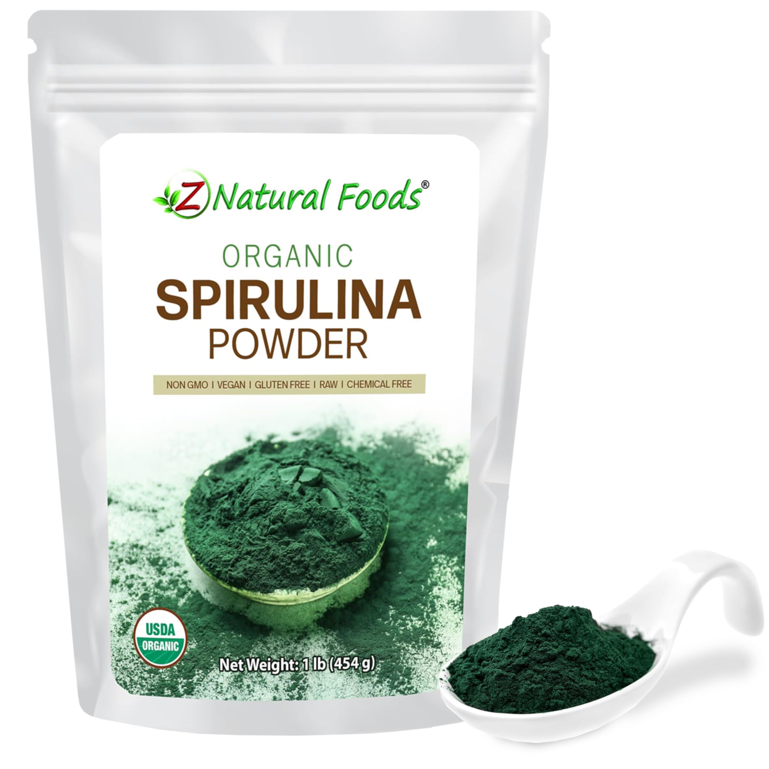 Z Natural Foods envase frontal mostrando el logotipo y beneficio de pureza