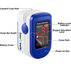 Zacurate 500BL pantalla LED grande mostrando SpO2 y pulso legible