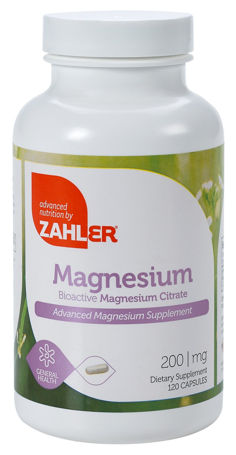 Zahler frasco frontal del magnesio mostrando tamaño y beneficio práctico