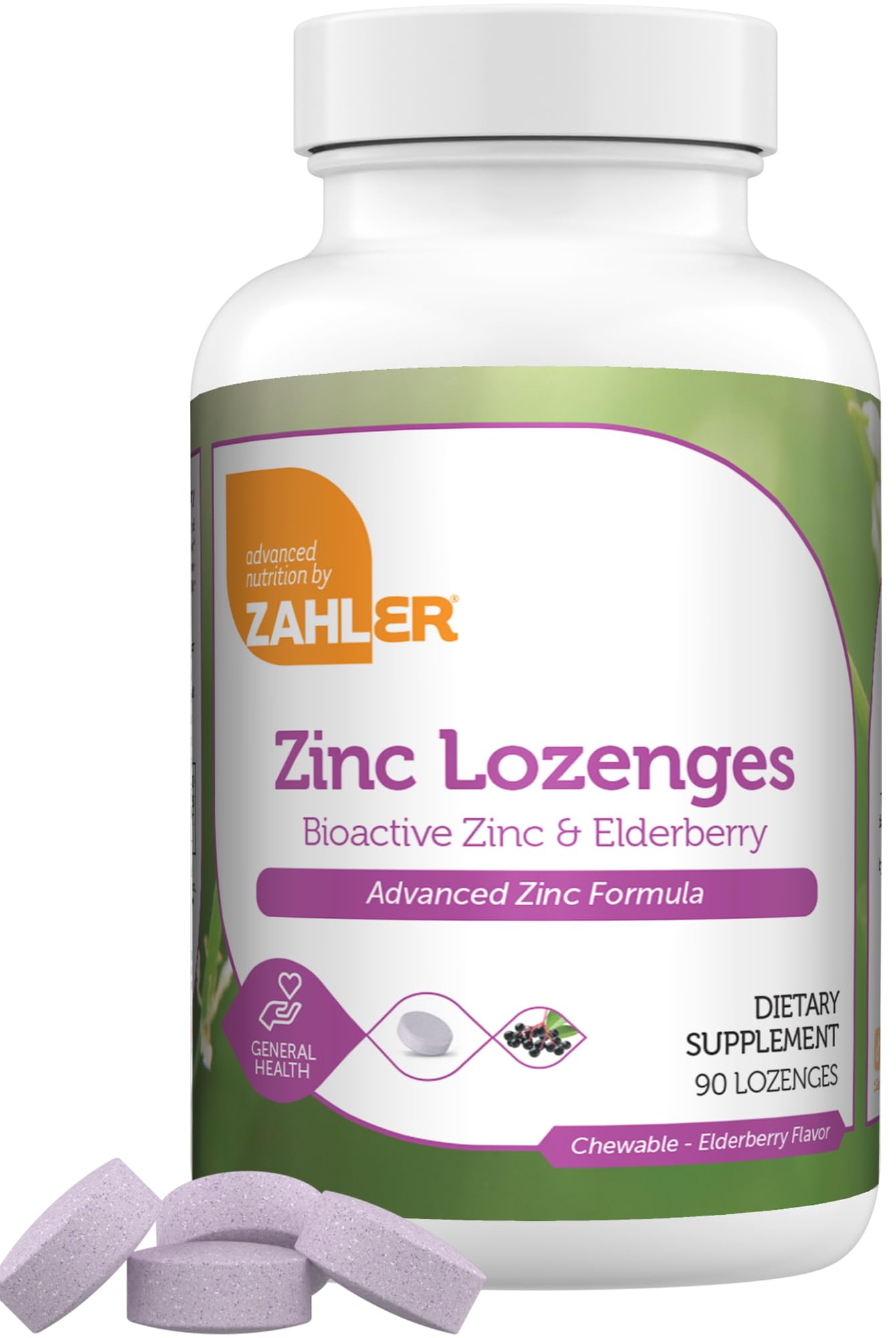 Zahler vista frontal del empaque mostrando 90 pastillas y beneficios