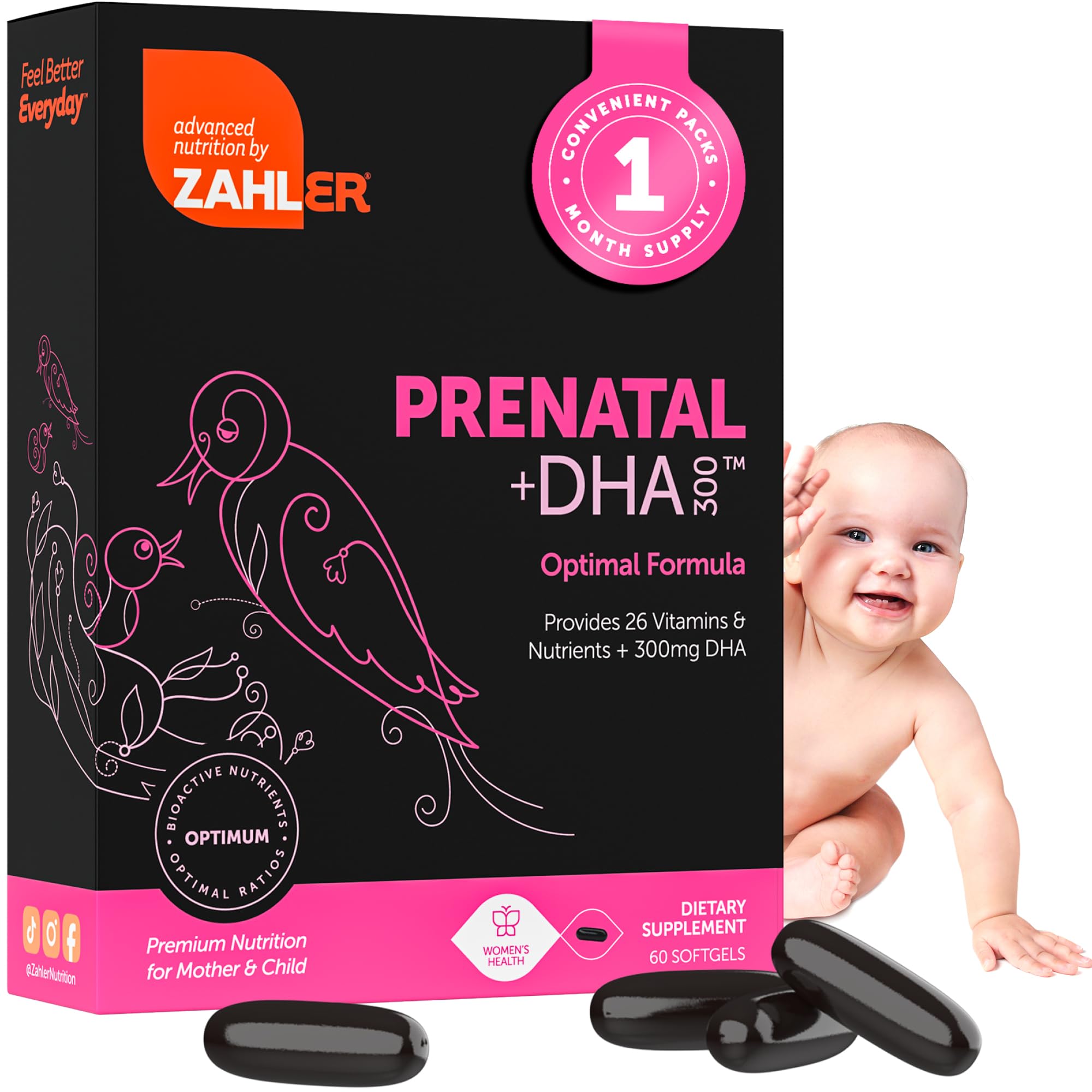 Zahler frasco frontal mostrando etiqueta clara y beneficio prenatal