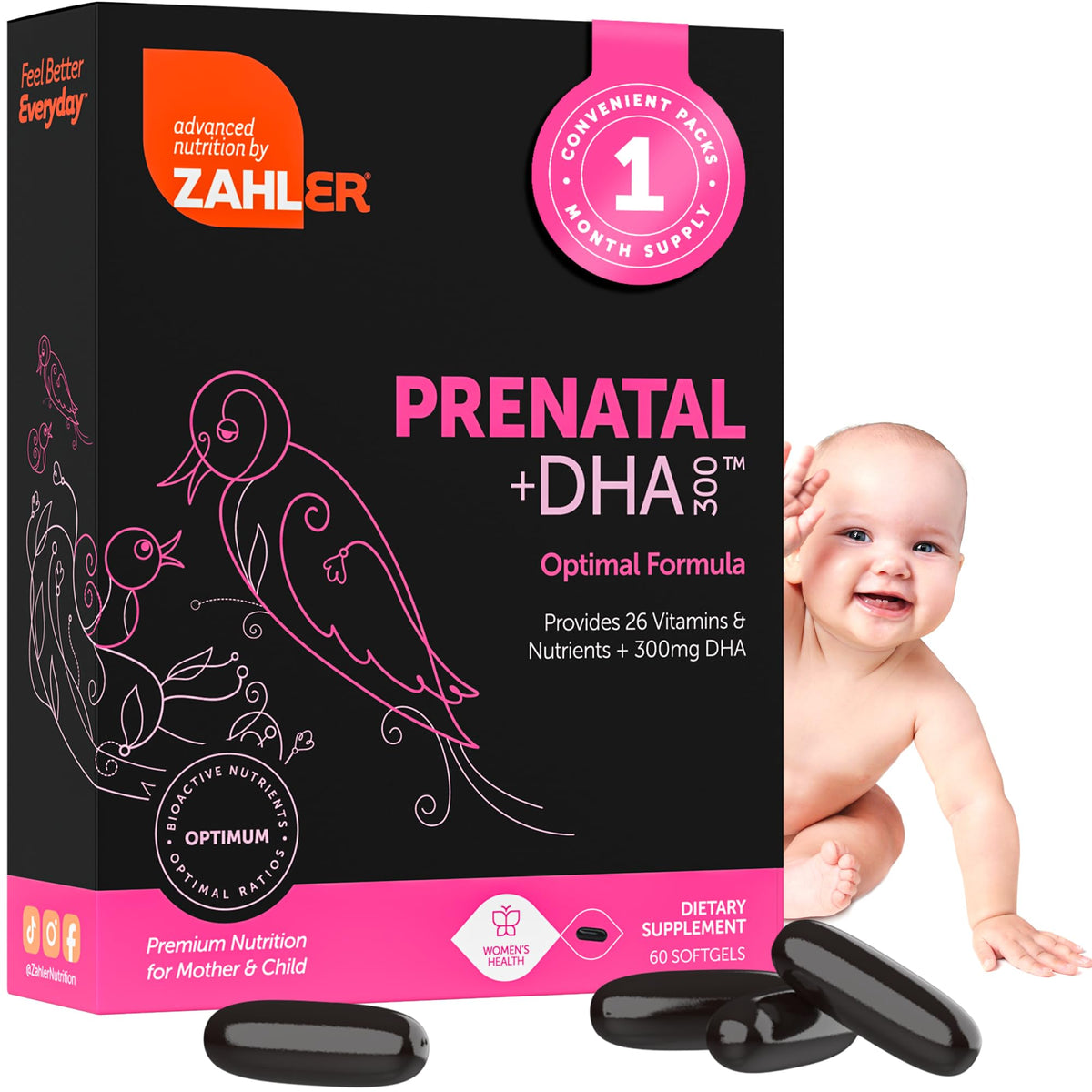 Zahler frasco frontal mostrando etiqueta clara y beneficio prenatal