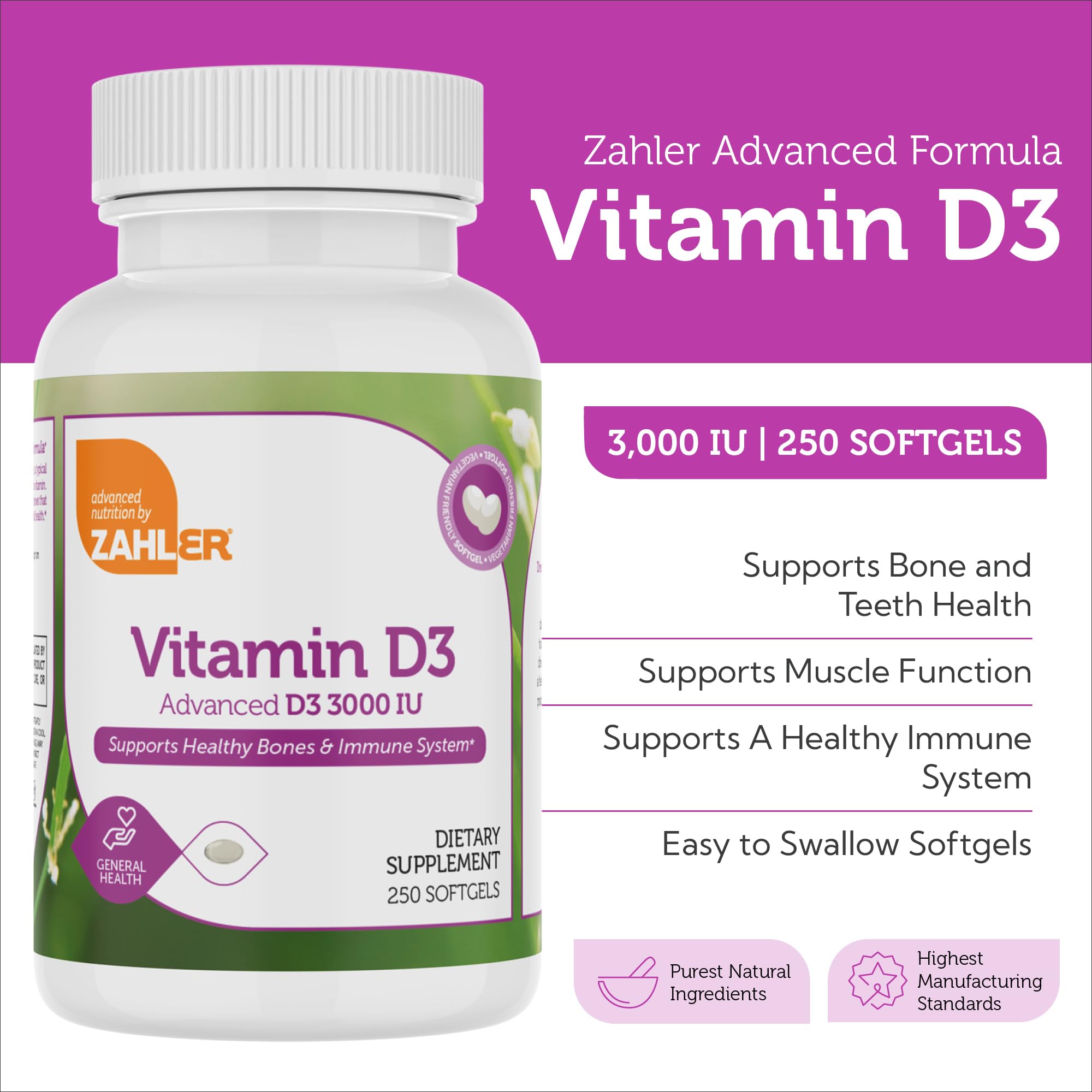 Cápsula Zahler Vitamin D3 en la mano para comparar tamaño y comodidad de uso