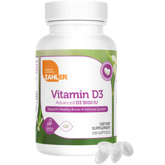 Primer plano del softgel Zahler Vitamin D3 mostrando textura suave y fácil de tragar