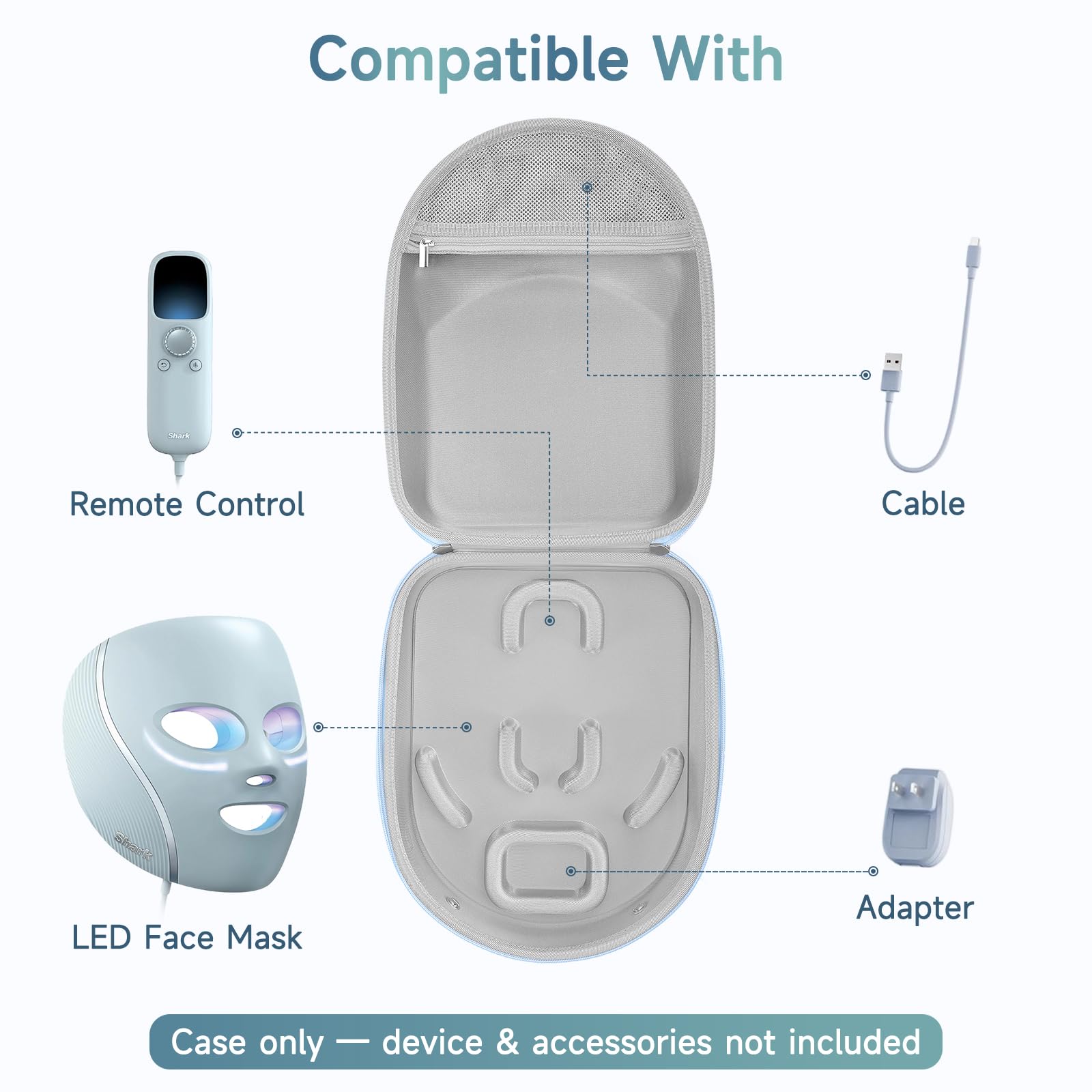 Interior del estuche Zalirium para mascarilla CryoGlow, organización segura.