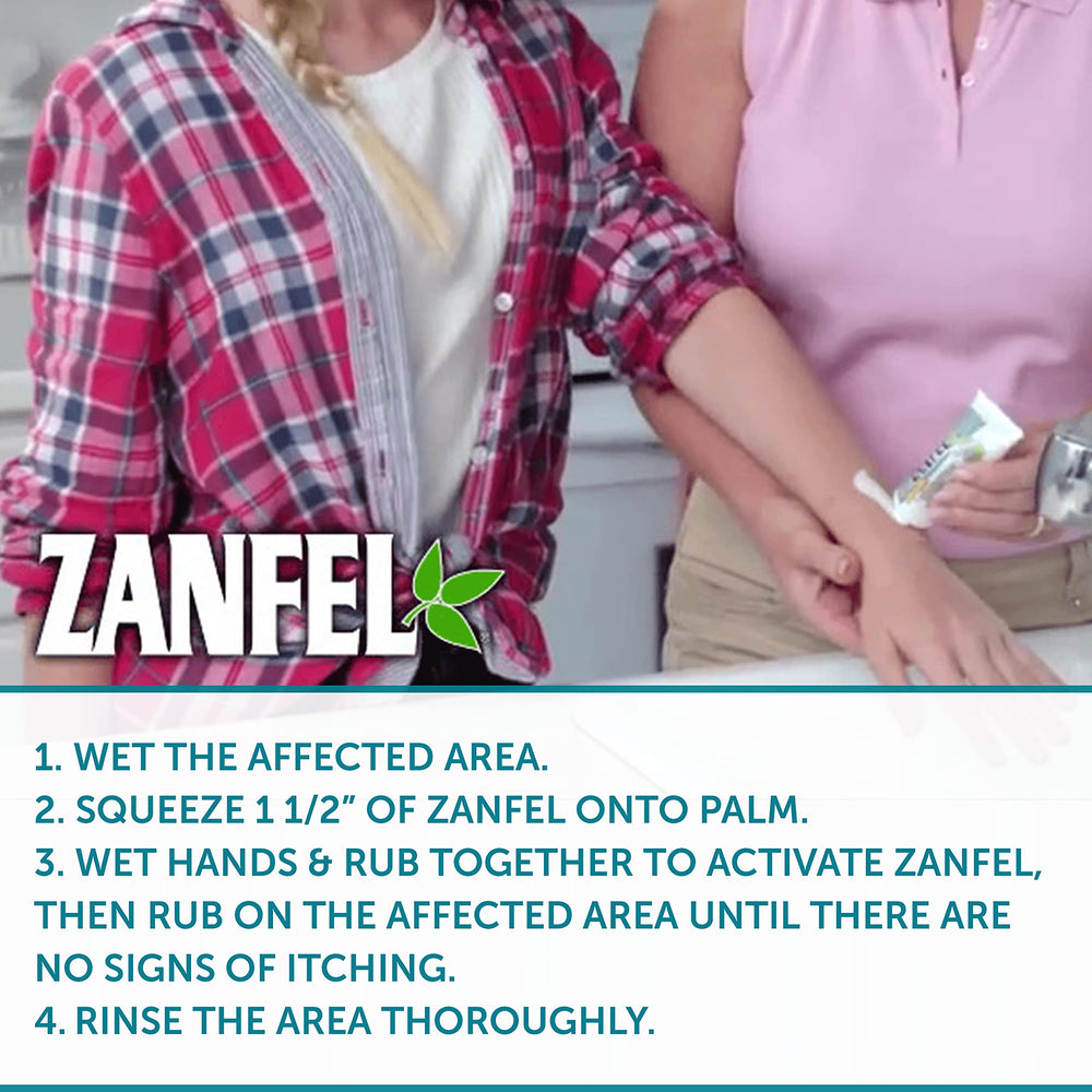Zanfel aplicación en mano demostrando uso rápido y facilidad
