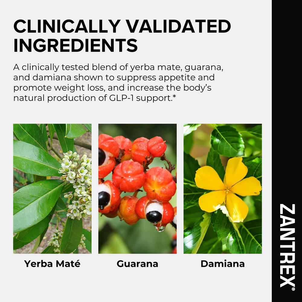 Etiqueta Zantrex Black con información de ingredientes y certificaciones