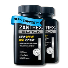 Zantrex Black vista frontal del envase mostrando la marca y el conteo de 120 cápsulas beneficios visuales