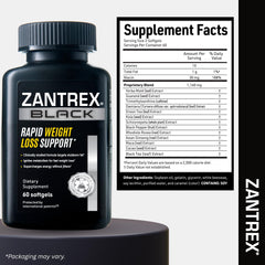 ingredientes naturales yerba mate y guaraná junto a cápsulas Zantrex Black que sugieren respaldo clínico