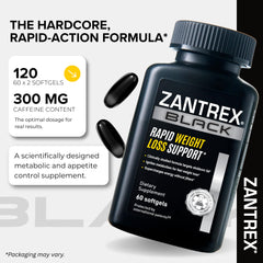 detalle de softgel Zantrex Black mostrando textura y tamaño para fácil ingestión