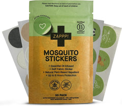 Zappp! paquete frontal mostrando 30 parches, protección portátil
