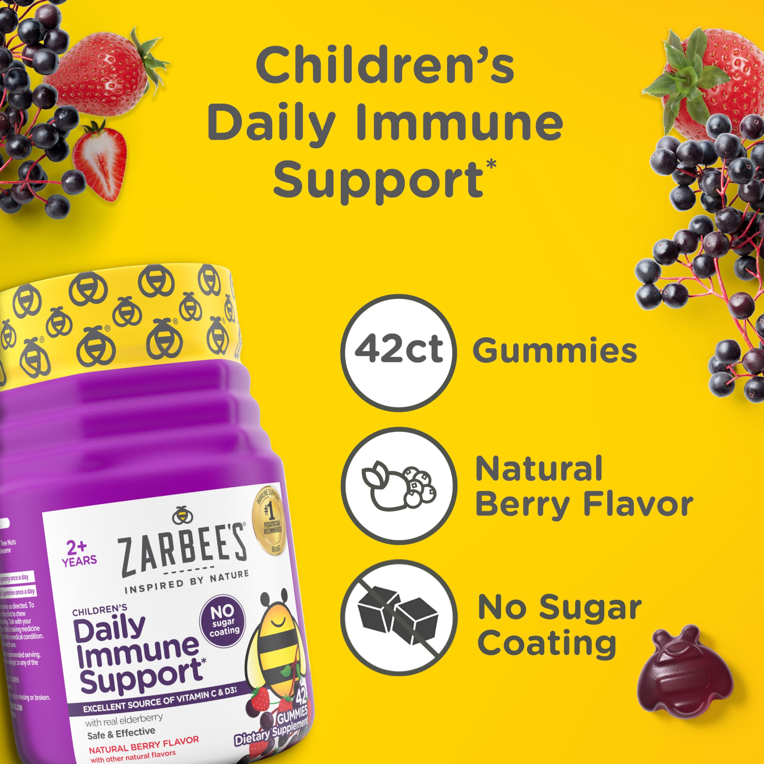 Zarbee's etiqueta con información de vitaminas y dosificación fácil de leer por padres
